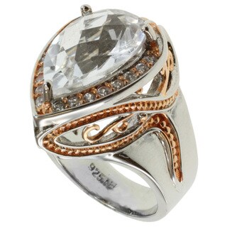 Michael Valitutti Two-tone Rock Crystal and Pink Tourmaline Ring