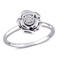 Miadora Sterling Silver or Rose Gold Over Silver Diamond Accent Flower Ring