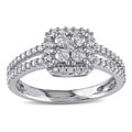 Miadora 10k White Gold 1/2ct TDW Diamond Halo Ring (H-I, I2-I3)