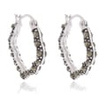 Silver Overlay Marcasite Hoop Earrings