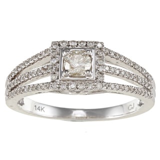 14k White Gold 1/2ct TDW White Diamond Split-shank Engagement Ring (IJ, I1-I2)