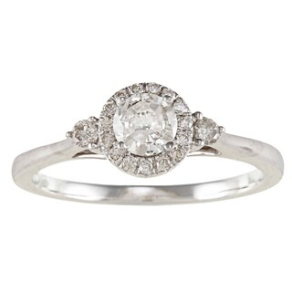 14k White Gold 1/2ct TDW Diamond Halo Engagement Ring (I-J, I1-I2)