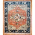 Indo Hand-knotted Salmon/ Green Serapi Wool Rug (8' x 10')