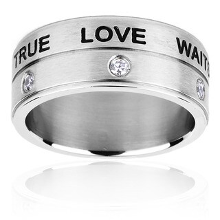 Stainless Steel Stacked 'True Love Waits' Ring