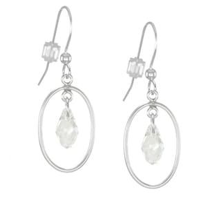 Jewelry by Dawn Oval Hoops With Crystal Moonlight Sterling Silver Earrings