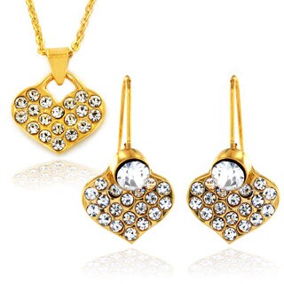 West Coast Jewelry Goldplated Stainless Steel CZ 2-piece Jewelry Set