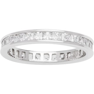 Sterling Silver Princess-cut Clear Cubic Zirconia Eternity Band