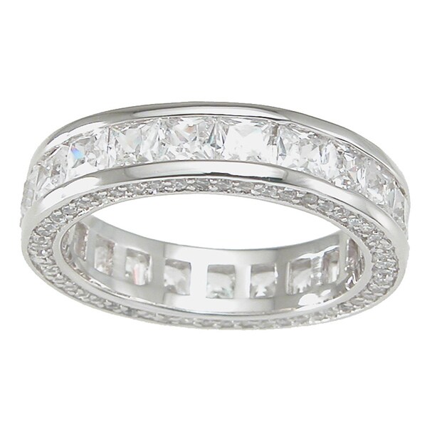 Sterling Silver Princess-cut Cubic Zirconia Eternity Band