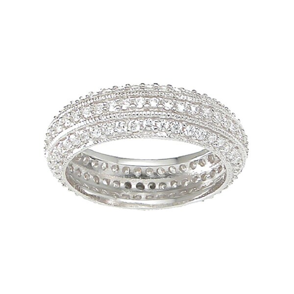 Sterling Silver Round-cut Cubic Zirconia Eternity Band