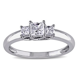 Miadora 14k White Gold 1/2ct TDW Diamond Three-stone Ring (G-H, I1-I2)