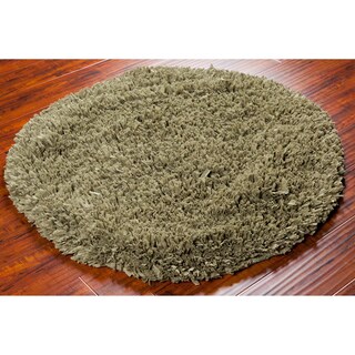 Mandara Hand-woven Green Shag Rug (4' Round)