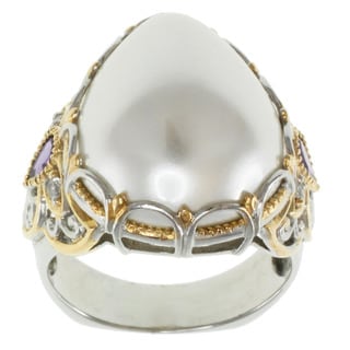 Michael Valitutti Two-tone Mabe Pearl and Amethyst Ring