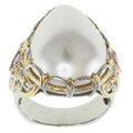 Michael Valitutti Two-tone Mabe Pearl and Amethyst Ring