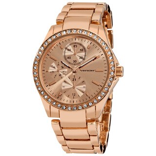 Vernier Women's Fashion Rose Side Chrono Look Crystal Bezel Bracelet Watch