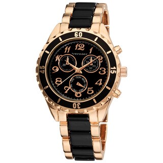 Vernier Women's Two-tone Rose/ Black Chrono-look Watch