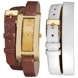 Vernier Women's Goldtone Interchangeable Double Wrap Leather Watch