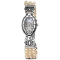 Vernier Women's Petite Oval Silver Case Pearl Bracelet Watch