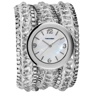 Vernier Women's Fashion Triple Wrap Bead and Chain Quartz Watch