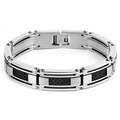 West Coast Jewelry Stainless Steel Black Carbon Fiber and Mesh Link Men's Bracelet