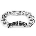 West Coast Jewelry Stainless Steel Ornate Gothic Cross Plate Link Bracelet