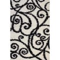 Shag Plush Area Rug Swirls Scrolls Black 3'3 x 5'3