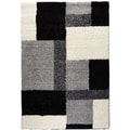 Shag Plush Area Rug Geometric Black 3'3 x 5'3