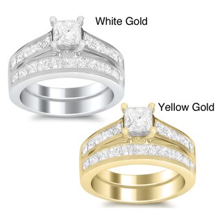14k Gold 3ct TDW Princess-cut Diamond Bridal Ring Set (H-I, SI1-SI2)