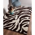 Shag Plush Zebra Brown Rug (5 x 7'2)