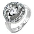 Stainless Steel Cubic Zirconia Claddagh Ring