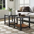 Glass Metal Antique Brown Wood Coffee Table (Set of 2)