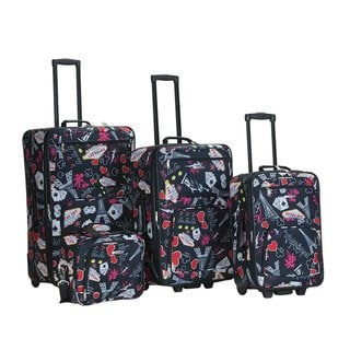 Rockland Las Vegas Black 4-piece Expandable Luggage Set