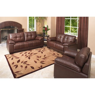 (^ ^)// Abbyson Living Lexington 3-Piece Premium Top-grain Leather Sofa, Loveseat, Armchair Set