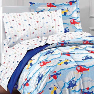 Planes and Clouds 5-piece Twin-size Bed in a Bag with Sheet Set