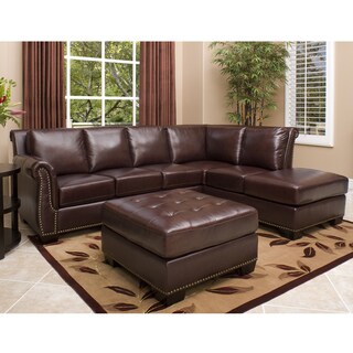Abbyson Living Glendale Premium Top-grain Leather Sectional Ottoman Set