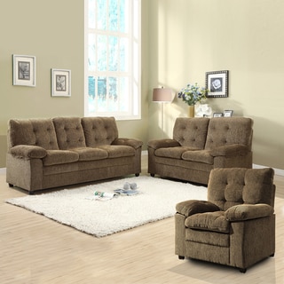 Sequoia 3-piece Golden Brown Chenille Sofa Set