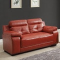 Arcata Red Bonded Leather Loveseat