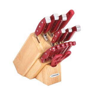 Farberware 15-piece Forged Natural Knife Block Set with Bonus Poly Cutting Board
