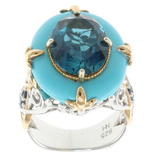 Michael Valitutti Two-Tone Reconstituted Turquoise and London Blue Topaz Ring