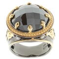 Michael Valitutti Two-tone Hematite and Blue Sapphire Men's Ring