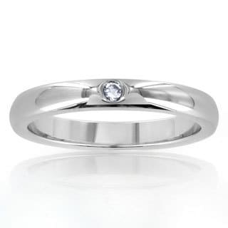 Stainless Steel High Polish Center Cubic Zirconia Ring