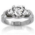 Stainless Steel Three-Stone Cubic Zirconia Ring