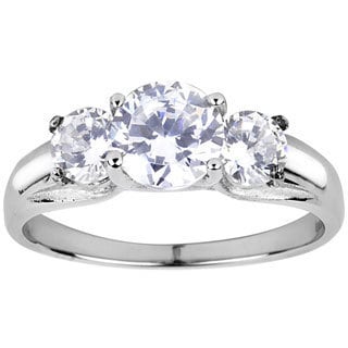 Stainless Steel Three-Stone Cubic Zirconia Ring