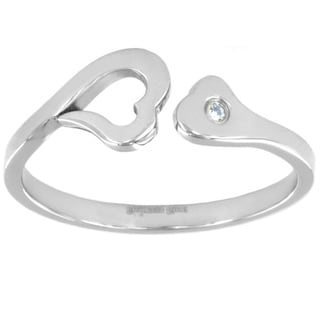 Stainless Steel Heart Cubic Zirconia Promise Ring