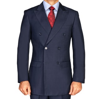 Men's Navy Blue Double Breasted Suit-Image