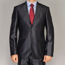 Men's Shiny Black Slim-fit Suit-Image