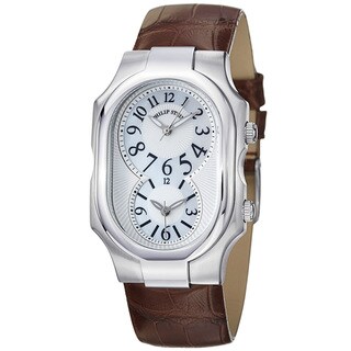 Philip Stein Women's 'Signature' Mother Of Pearl Brown Strap Watch