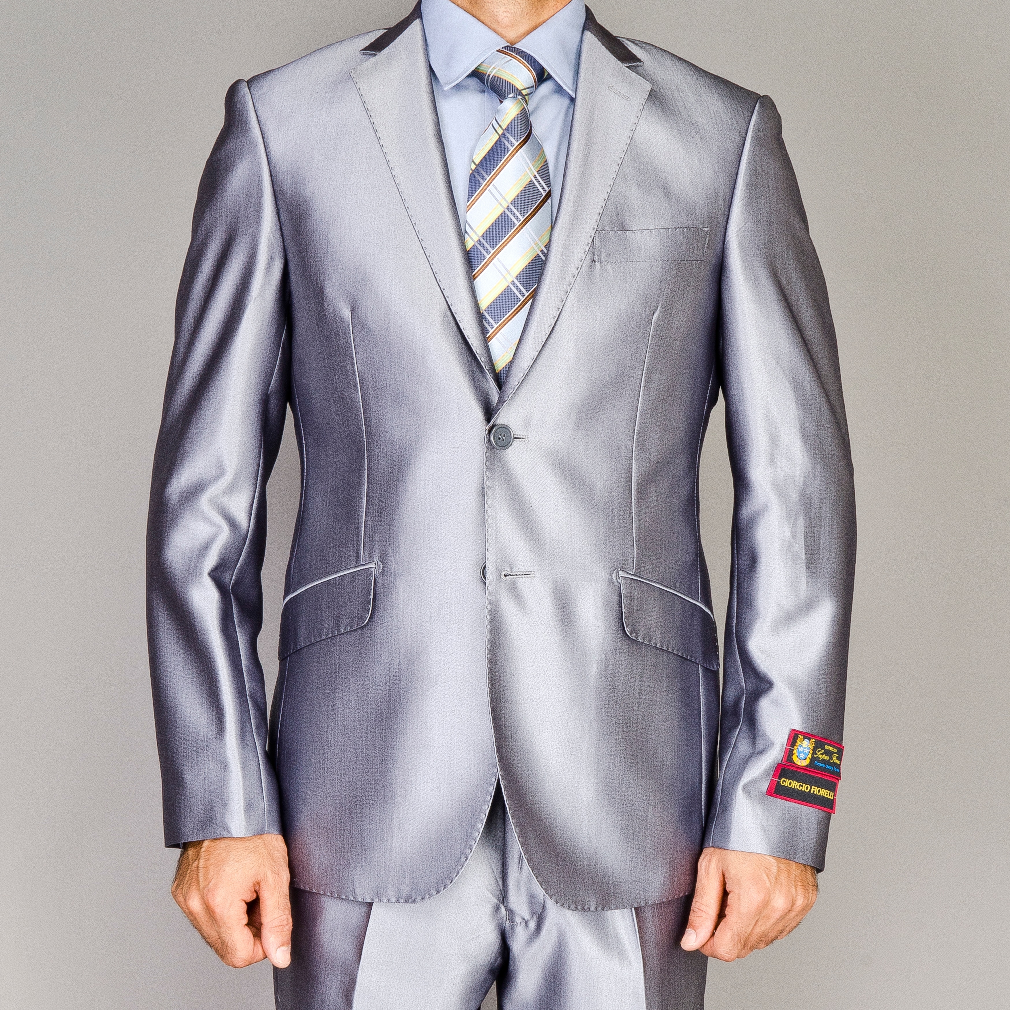 Mens Shiny Silver Slim-fit Suit - Overstock Shopping - Big Discounts 