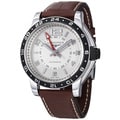Longines Men's 'Admiral' Silver GMT Dial Brown Strap Automatic Watch