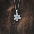 10k White Gold 1/8ct TDW Dog Paw Print Necklace