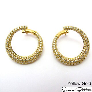 Sonia Bitton 14k Gold Designer Cape Diamond Circle Earrings